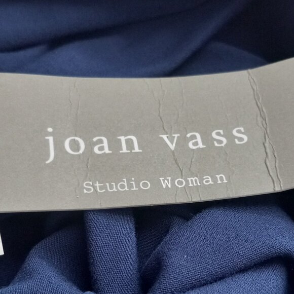 Nwt $58 Joan Vass 3X Navy Boat Neck Textured Knit Asymmetrical Tunic Top - Picture 8 of 8